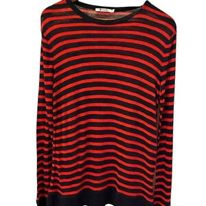 T Alexander Wang Elevated Basic Navy And Red Stripe Sheer Sweater Size Small